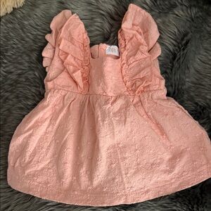 Zara Girls Blush Peach Ruffle-Detail Dress